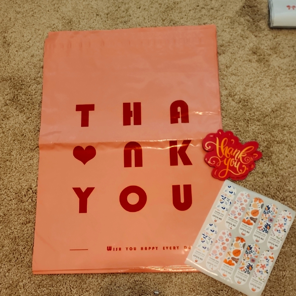 12x16 Poly Mailers(10) With Thank You Cards(10) AndThank You Stickers(10